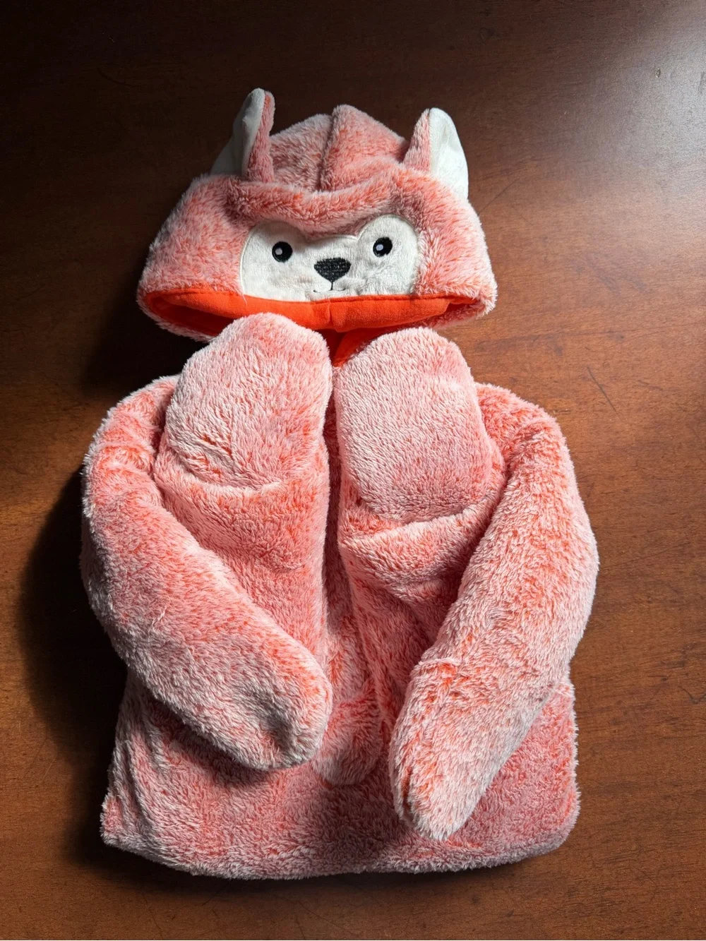 Koala Kids Orange Plush Animal Hooded Jacket